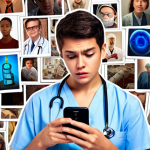 **

A young person scrolling through Instagram on their phone, surrounded by images of various careers (doctors, engineers, artists). The background is a bit cluttered, suggesting the overwhelming nature of online information. The person has a slightly confused expression, hinting at the challenges of filtering information.

**