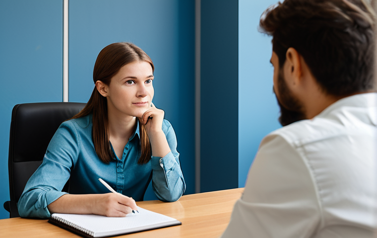 A professional youth counselor, in a modest business casual outfit, sitting attentively in a bright, modern counseling office. The counselor is gently observing, with a notepad in hand, capturing the essence of an unseen conversation. The focus is on empathetic listening and the subtle nuances of communication, conveying a sense of deep understanding. The environment is safe and welcoming, with soft, natural lighting. Perfect anatomy, correct proportions, natural pose, well-formed hands, proper finger count, natural body proportions, fully clothed, appropriate attire, safe for work, appropriate content, professional, modest, high-quality photography.