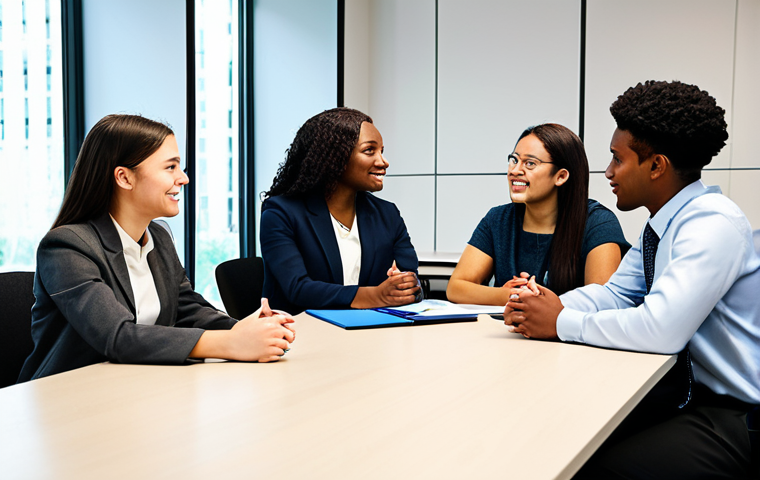 청소년상담사 자격증 소지자의 연봉 평균 - "A professional youth counselor in a modest outfit, sitting in a brightly lit office, engaging in ac...