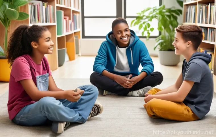 청소년상담사와 협업이 중요한 이유 - **A Solid Support Network:**
    "A vibrant and warm illustration showing a diverse group of four te...