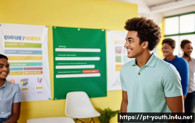 청소년상담사 자격증 소지자 구직 사이트 - A professional youth counselor in a modern Brazilian community center, wearing smart casual attire a...