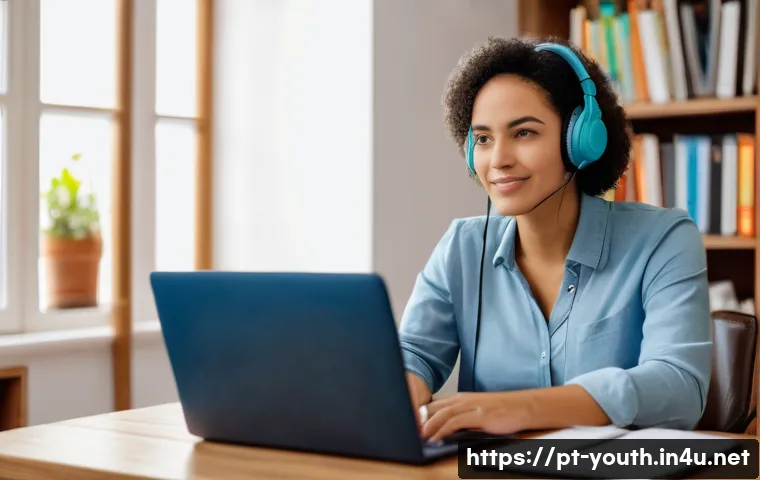 청소년상담사 자격증 취득 후 학습 지속법 - A professional youth counselor attending an online mental health workshop, sitting at a modern home ...