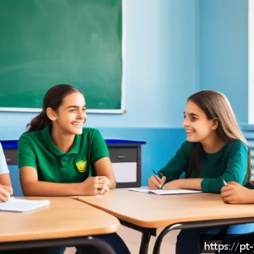 Home 33 청소년상담사 시험 준비와 자격증 취득 후 계획 - A diverse group of young Brazilian students sitting in a vibrant classroom, attentively engaging in ...