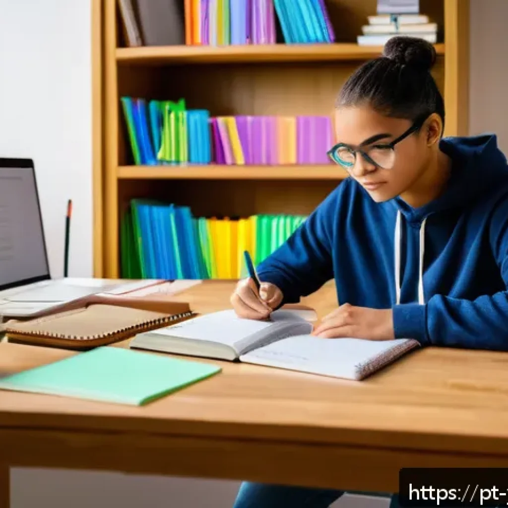 청소년상담사 시험 대비 실전 팁 - A cozy, well-lit study room featuring a young adult student sitting at a wooden desk with organized ...